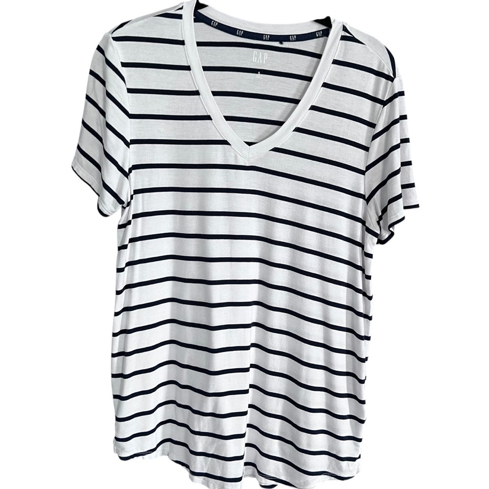Preppy Stripe Bundle Of Two Tops Navy White Size … - image 3
